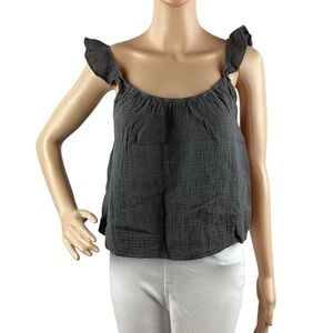 Monrow Ruffle Tank Size S Gray